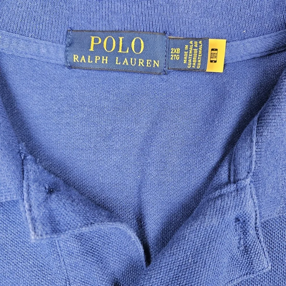 Lot of 2 Polo Ralph Lauren 2XB Big Tall‎ Blue Cotton Pique Polo Shirts